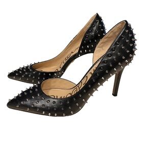 Black Studded Pointed-Toe Stiletto Pumps